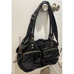 MZ WALLACE Belle Bedford Nylon Tote Handbag Purse W/ Shoulder Straps Black Large